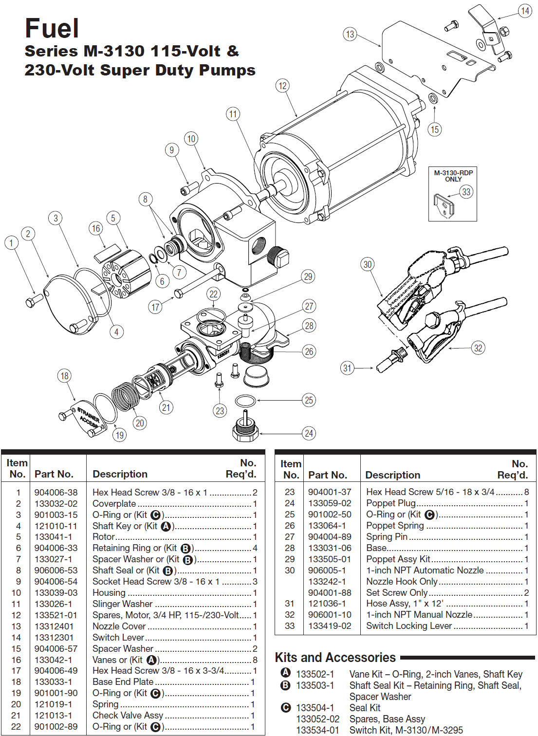 GPI M3130RDP 115V Remote Dispenser Fuel Transfer Pump (30 GPM