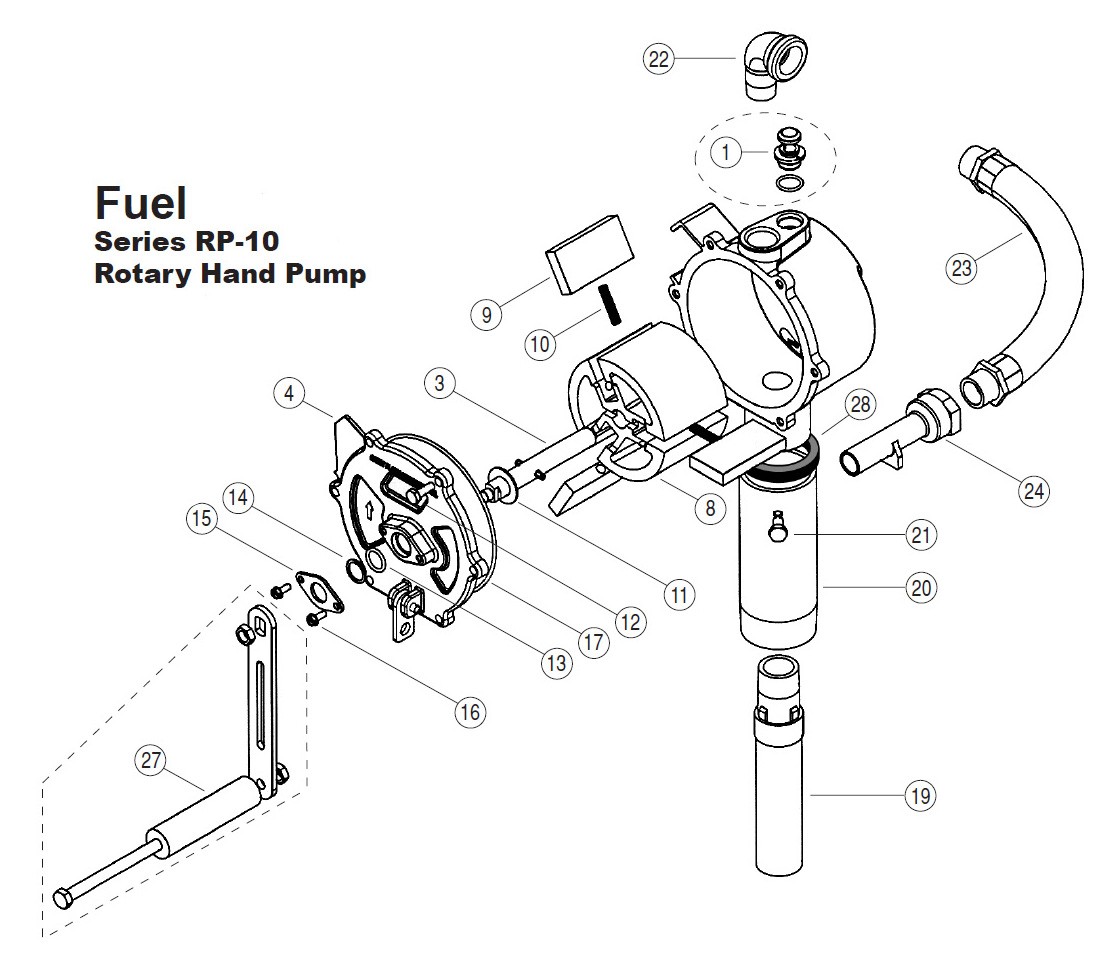 GPI 1235061 Crank Assembly Kit for RP10 Rotary Hand Pump Global Fueling